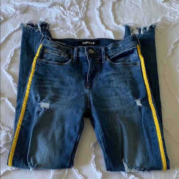 express jeans with yellow stripe